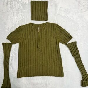 Pura Lana Wool Ribbed Sweater 3-Pc Detachable Set